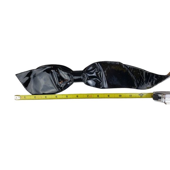 Vintage 80s Abbé Creation Genuine Black Patent Leather Bow Belt Small (26”-27”) - Picture 2 of 7